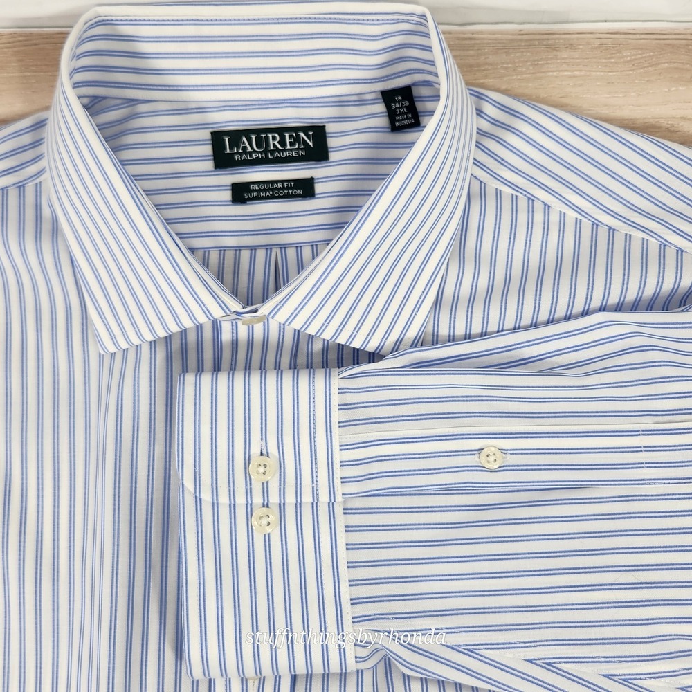 Lauren Ralph Lauren Stripe Button Supima Cotton Regular Fit Men's 2XL 18 34/35